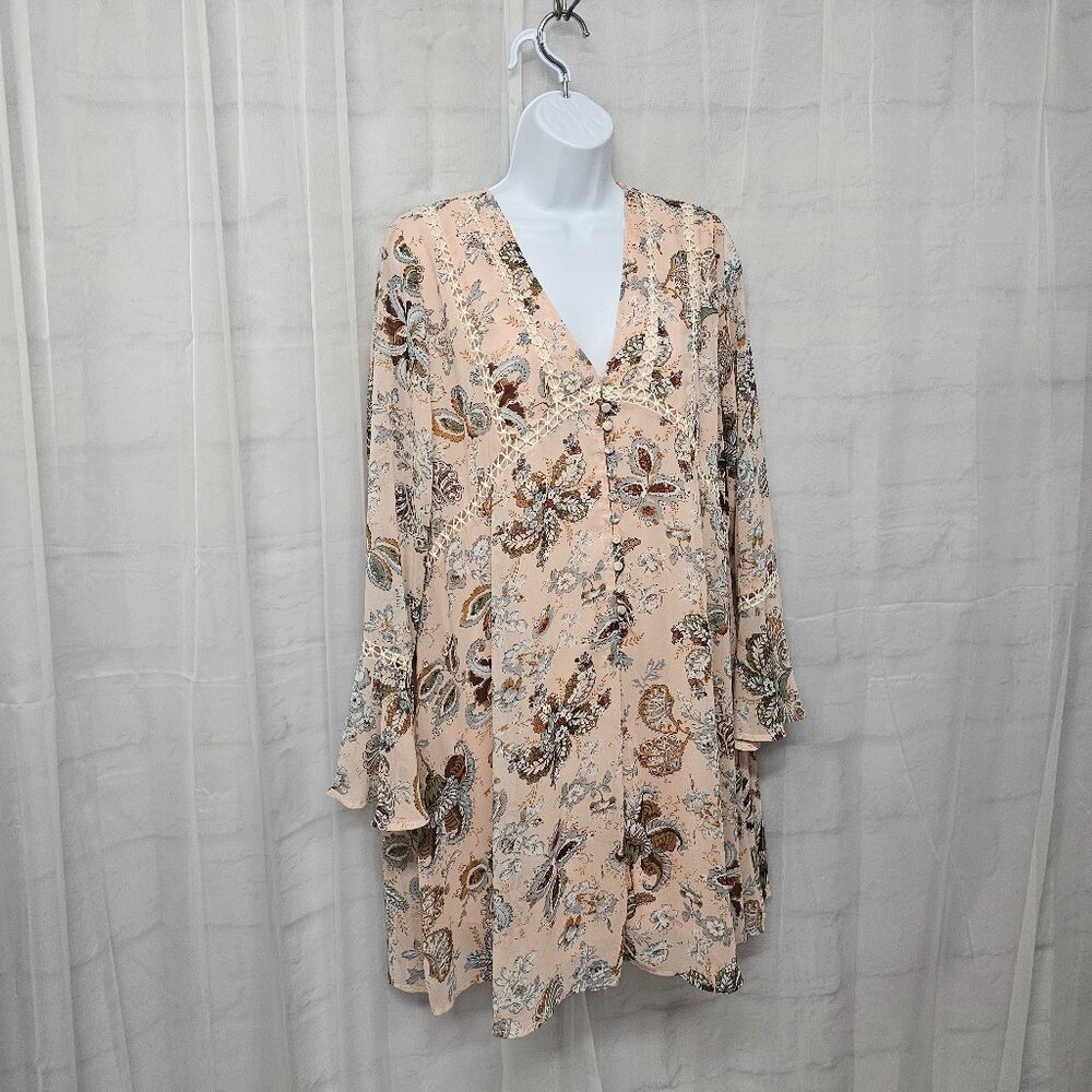 Entro Dress Pink Fairy Peasant Festival Floral Cottage L - Picture 7 of 14